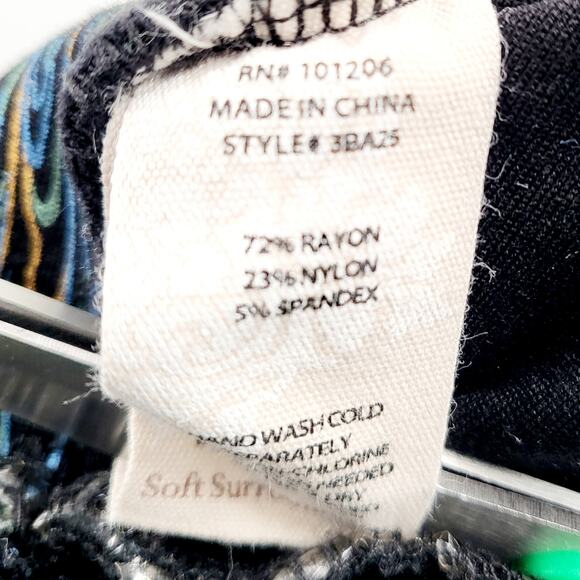 Soft Surroundings Marbled Peacock Print Pants Multicolored Womens Size L Petite - Picture 7 of 8